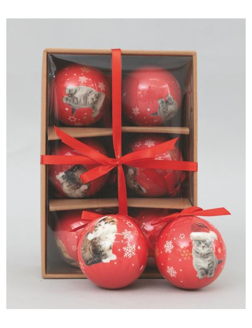 POLYSTYRENE BALLS CAT DECORATION 75mm 6 pieces