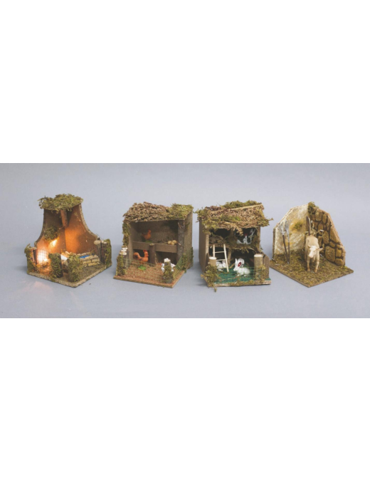 SCENA DA PRESEPE  20x14cm CON ANIMALI + LUCE