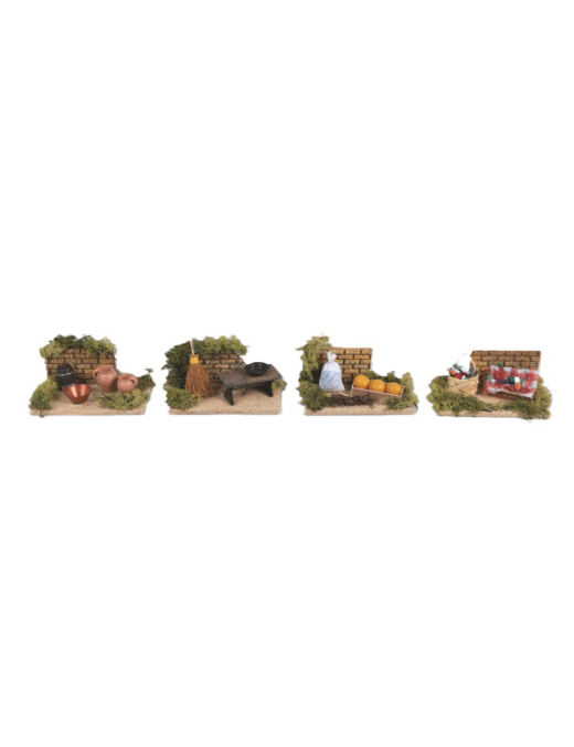 SCENA DA PRESEPE  9x15cm CON ACCESSORI CUCINA
