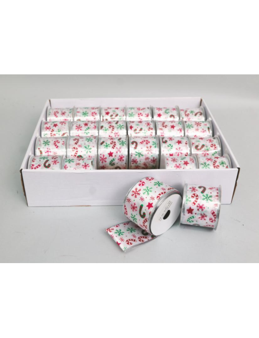 ROTOLO NASTRO cm6,3x2,7mt DECORO FIOCCHI NATALIZI