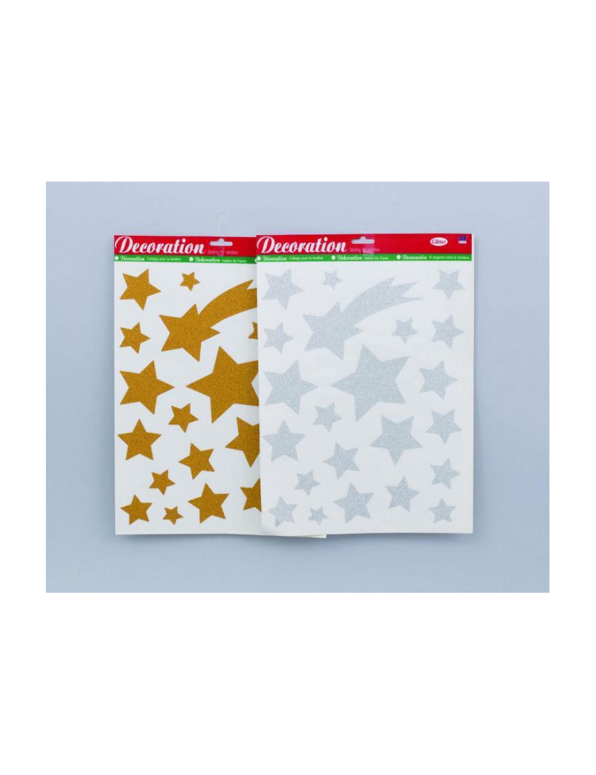 GOLD/SILVER COMET/STAR GLASS STICKER 30x42cm