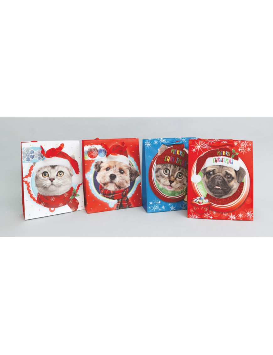 BUSTA REGALO DECORO TESTA ANIMALI 26x10x32