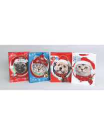 BUSTA REGALO DECORO TESTA ANIMALI 30x12x42