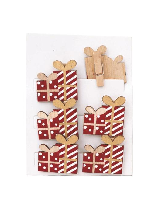 MOLLETTE LEGNO CHIUDIPACCO 6pezzi  4cm