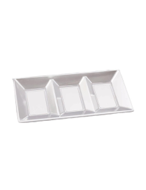 SILVER PLASTIC LINE RECTANGULAR TRAY 38x18cm