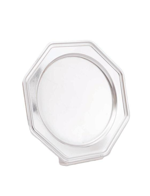 SILVER PLASTIC LINE OCTAGONAL TRAY 30cm