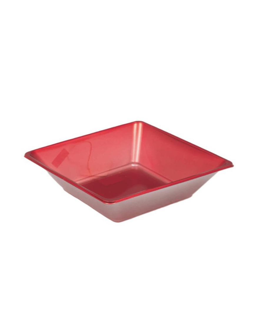 RED PLASTIC LINE SQUARE BOWL 27cm