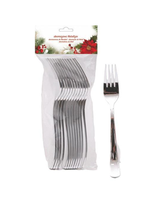 LINEA PLASTICA  ARGENTO FORCHETTE 12pezzi  19cm