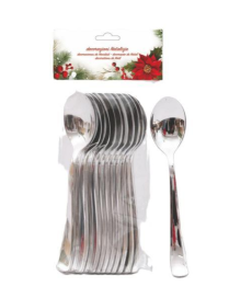 SILVER PLASTIC LINE SPOONS 12 pieces 17cm