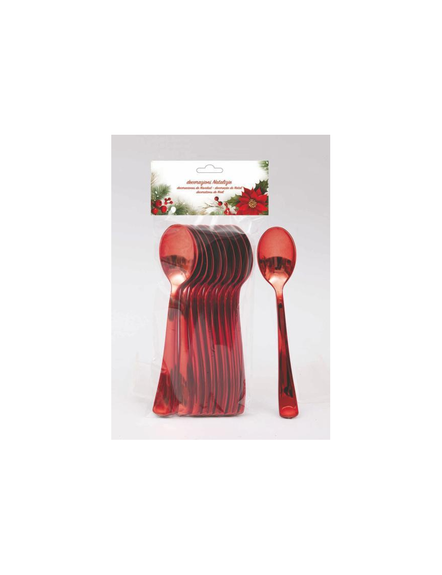 LINEA PLASTICA  ROSSO CUCCHIAI 12pezzi  17cm