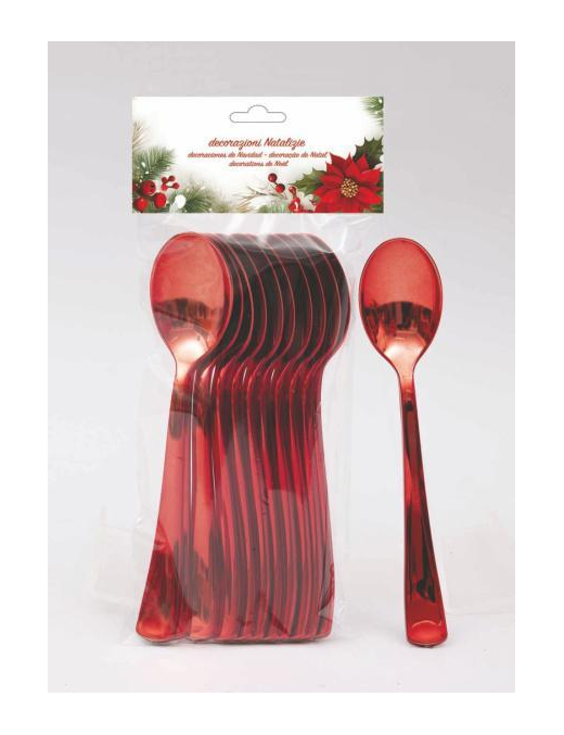 LINEA PLASTICA  ROSSO CUCCHIAI 12pezzi  17cm