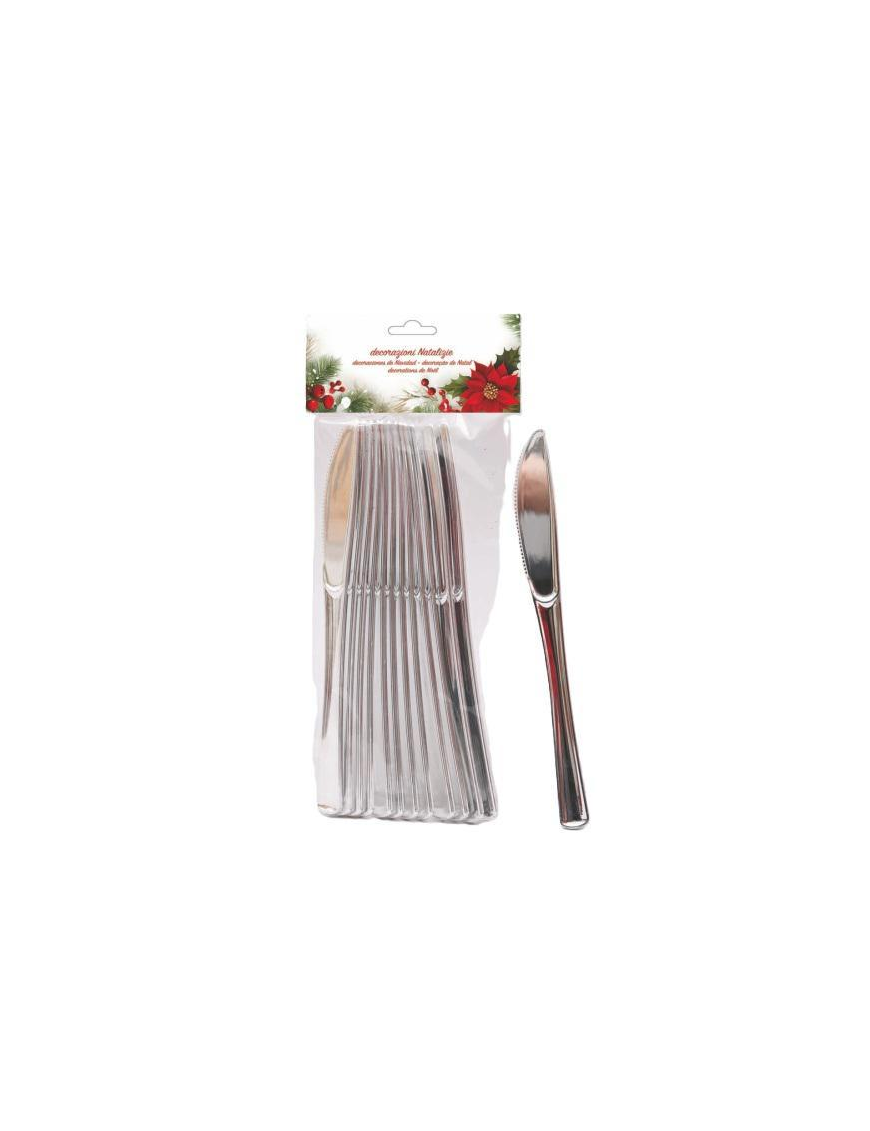 SILVER PLASTIC LINE KNIVES 12 pieces 20cm
