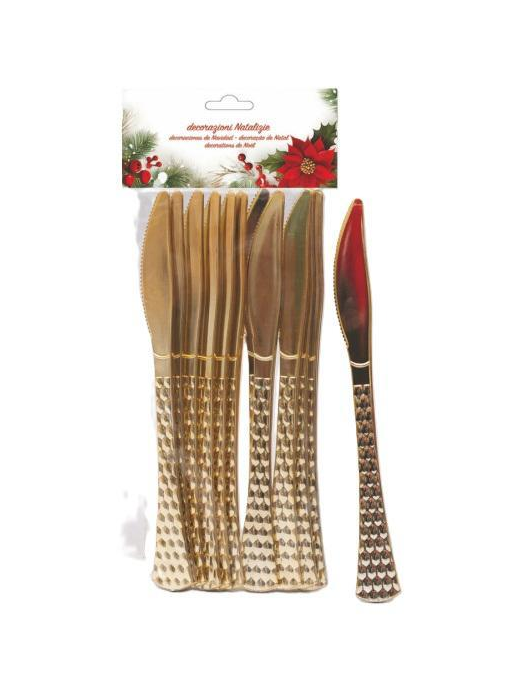 GOLD PLASTIC LINE KNIVES 12 pieces 20cm