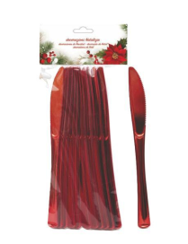 RED PLASTIC LINE KNIVES 12 pieces 20cm