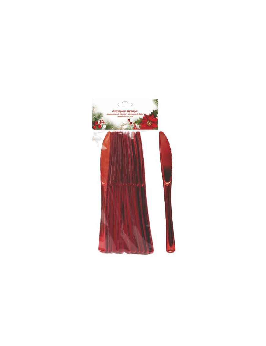 RED PLASTIC LINE KNIVES 12 pieces 20cm
