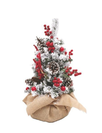 60cm PVC GREEN TREE WITH SNOW-COVERED BRANCHES