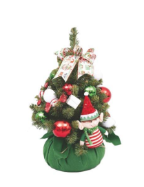 60cm PVC GREEN TREE WITH ELVES