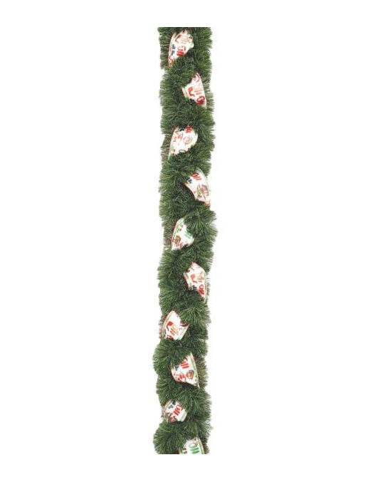 Green PVC Garland 10cm x 2.5m with Ribbon