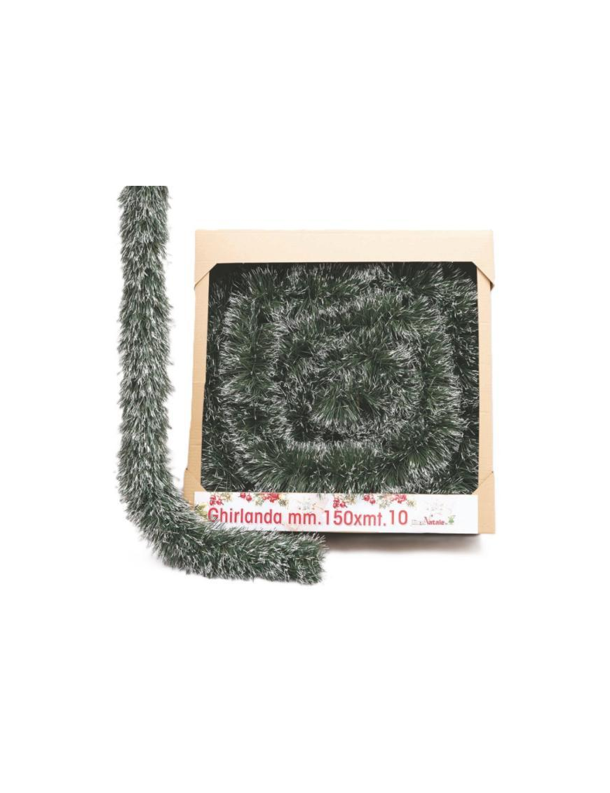 Green PVC Garland 150mm x 10m with White Tips