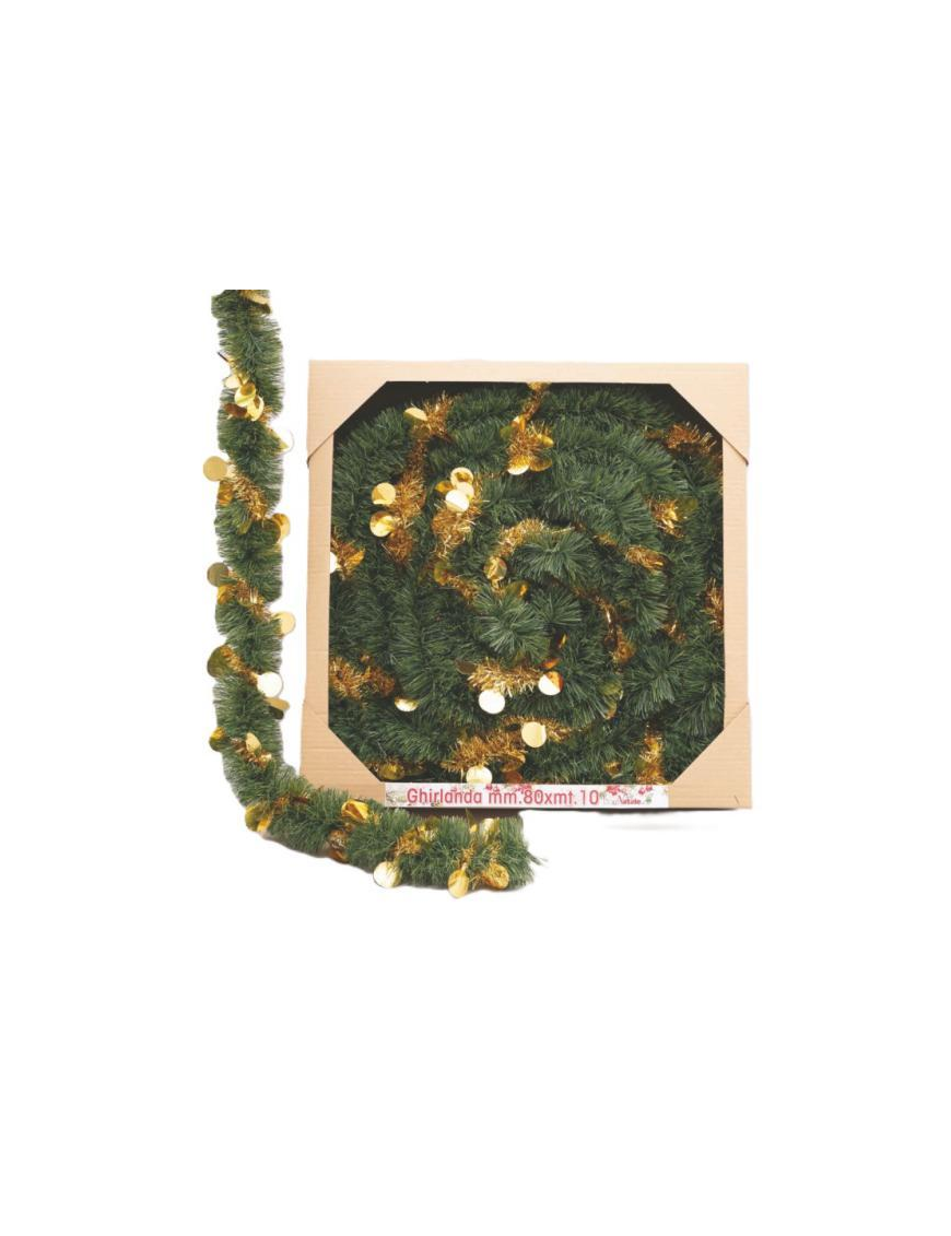 GHIRLANDA VERDE PVC mm 80x10mt DECORO ORO