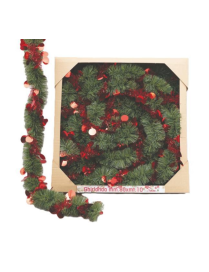 GHIRLANDA VERDE PVC mm 80x10mt DECORO ROSSO