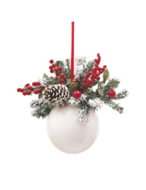 200mm WHITE POLYSTYRENE BALL WITH BERRIES