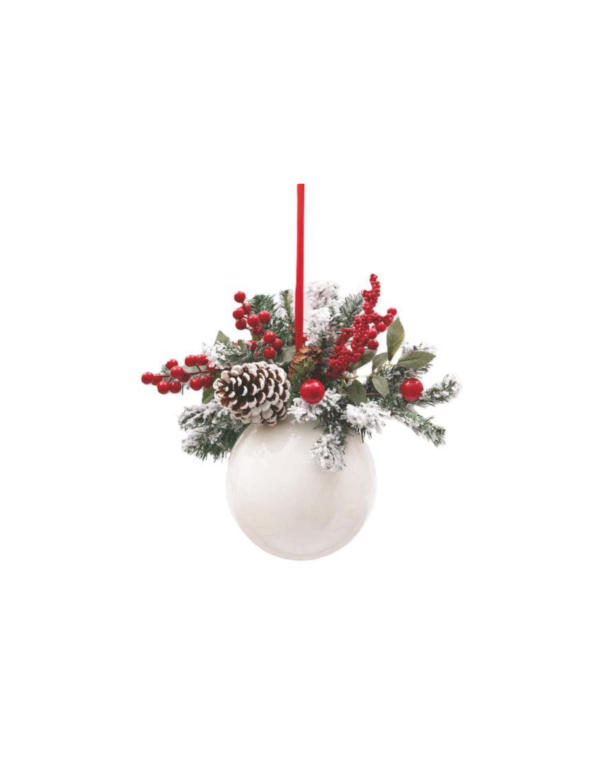 200mm WHITE POLYSTYRENE BALL WITH BERRIES
