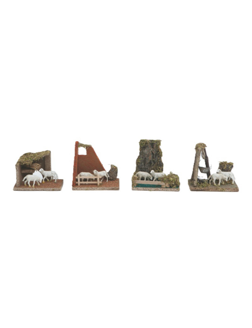 AMBIENTAZIONE CON PECORE 14x8x13cm