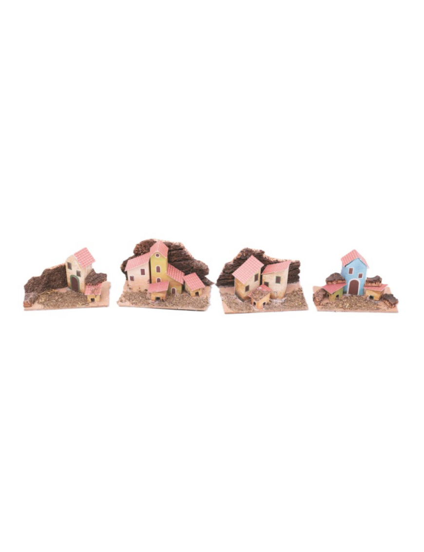 SCENE 12x6x6cm LITTLE HOUSES WITH CORK BACKGROUND