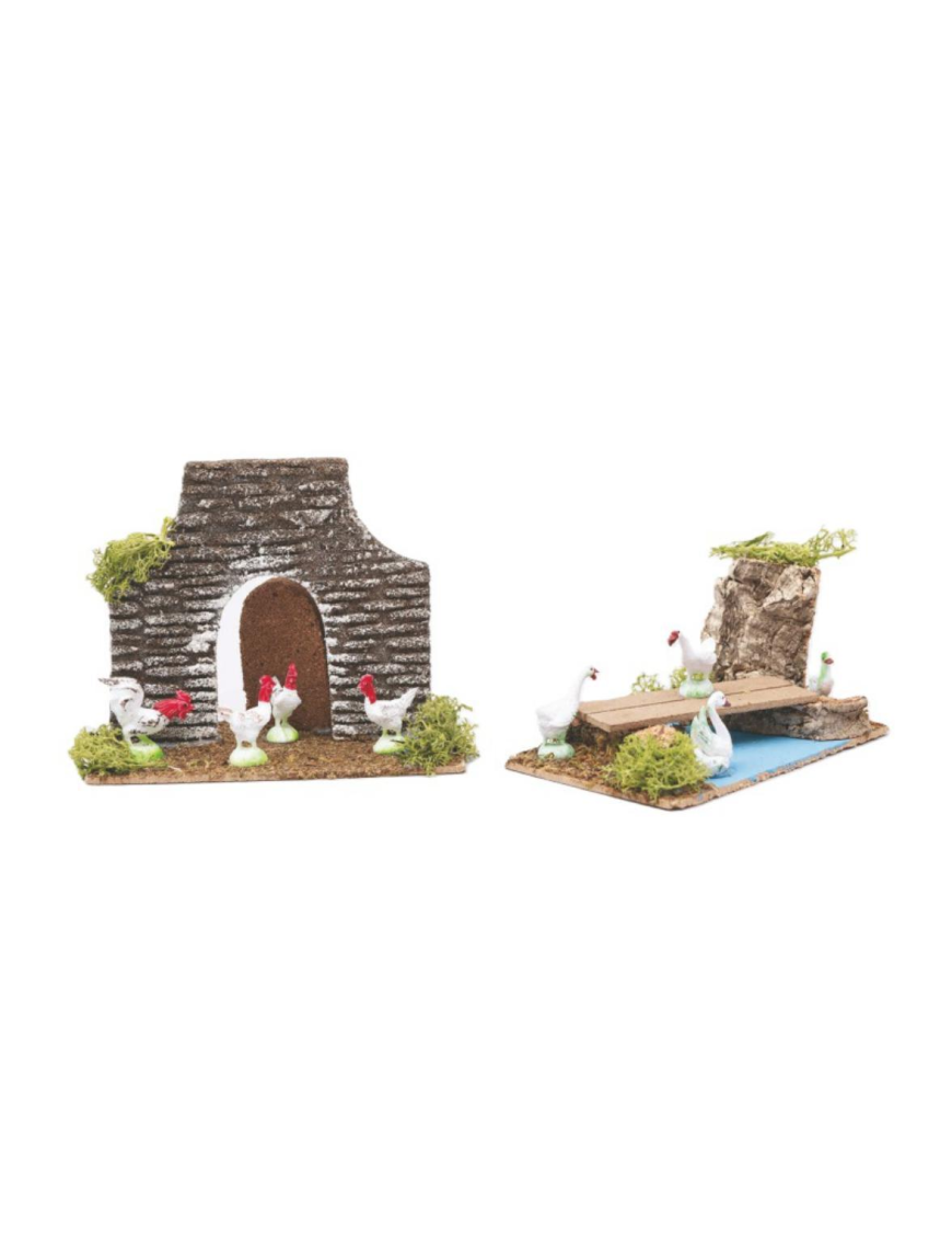 AMBIENTAZIONE CON GALLINACEI 14x9x8cm