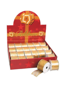 DECORATIVE RIBBON ROLL 50mm x 2mt GOLD