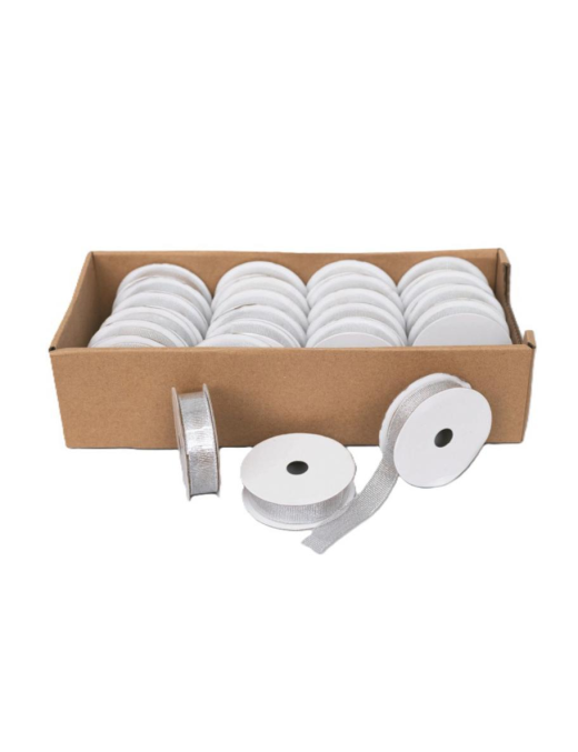 15mm x 2mt SILVER POLYESTER RIBBON