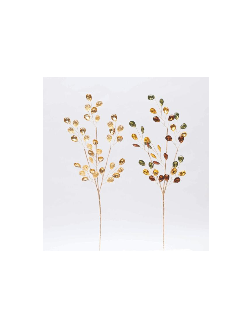 RAMO PVC 40cm C/FOGLIE DIAMANTI AP-49893