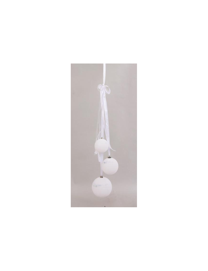 PENDENTE VELLUTO BIANCO C/3 SFERE 15x90c