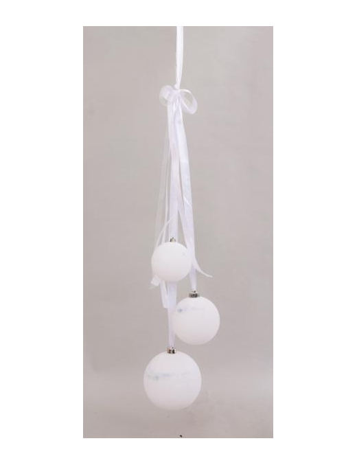 PENDENTE VELLUTO BIANCO C/3 SFERE 15x90c