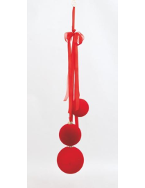 PENDENTE VELLUTO ROSSO C/3 SFERE 15x90cm