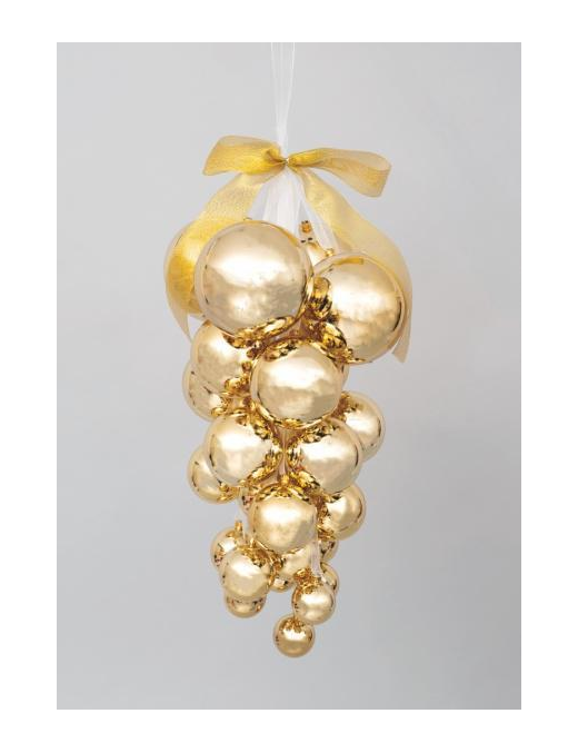 PENDENTE GRAPPOLO 25 SFERE ORO 40cm