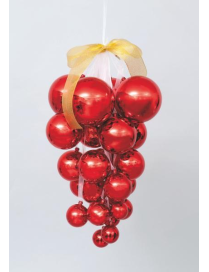 PENDENTE GRAPPOLO 25 SFERE ROSSO 40cm