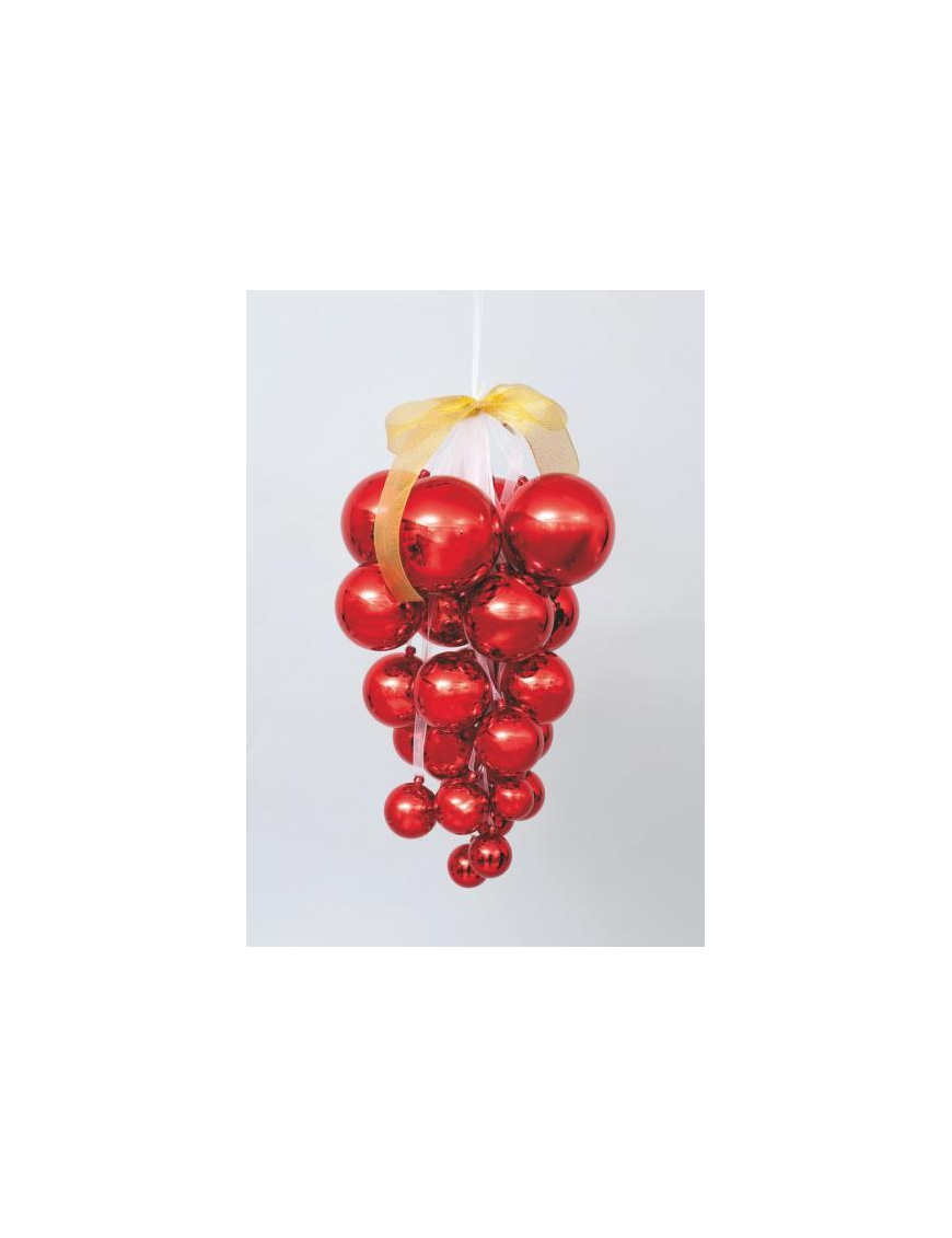 PENDENTE GRAPPOLO 25 SFERE ROSSO 40cm