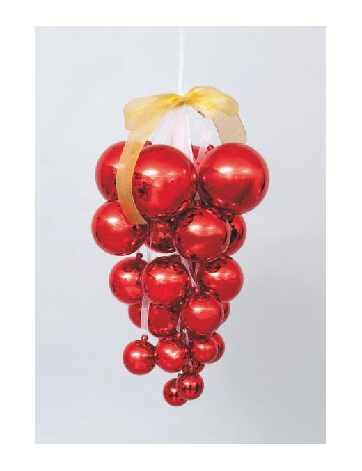 PENDENTE GRAPPOLO 25 SFERE ROSSO 40cm
