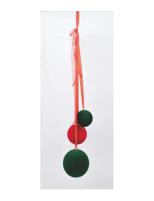 PENDENTE VELLUTO VER/ROS C/3 SFERE 15x90