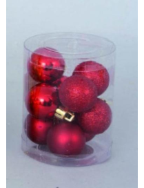 RED PVC SPHERES 30mm 9pcs SATIN/METALLIZED