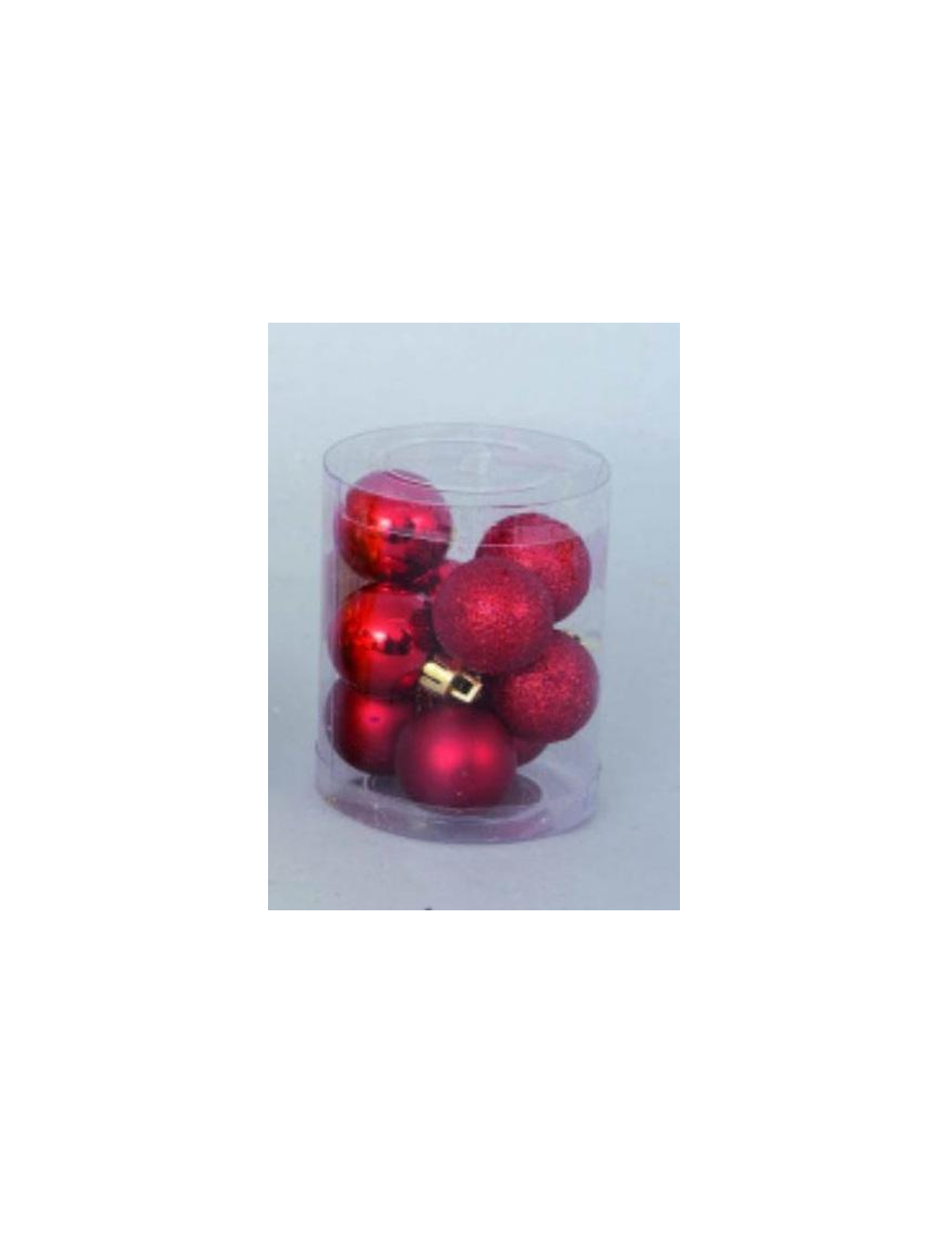 RED PVC SPHERES 30mm 9pcs SATIN/METALLIZED