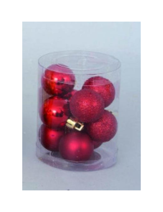 RED PVC SPHERES 30mm 9pcs SATIN/METALLIZED