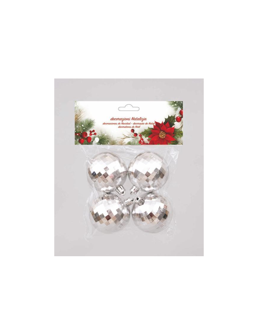 SILVER MIRROR BALL 60mm 4pcs