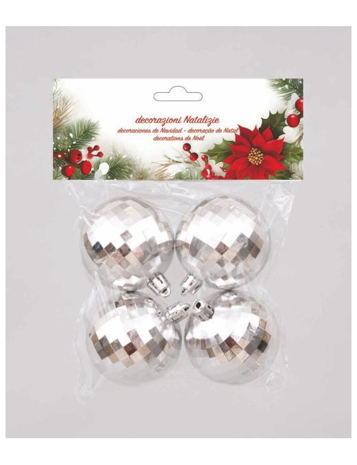 SILVER MIRROR BALL 60mm 4pcs