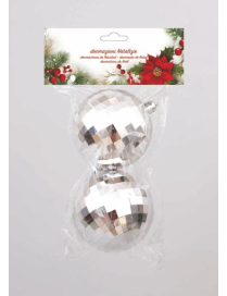 SILVER MIRROR BALL 80mm 2pcs