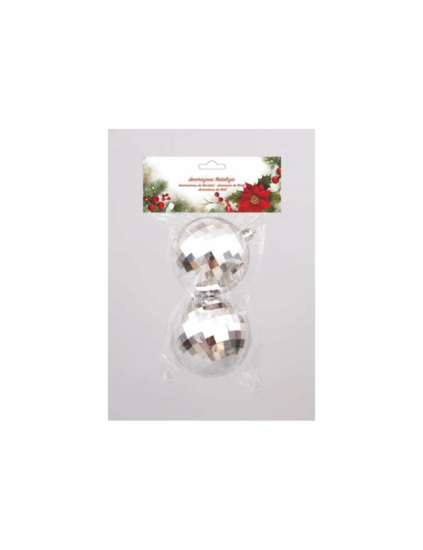 SILVER MIRROR BALL 80mm 2pcs