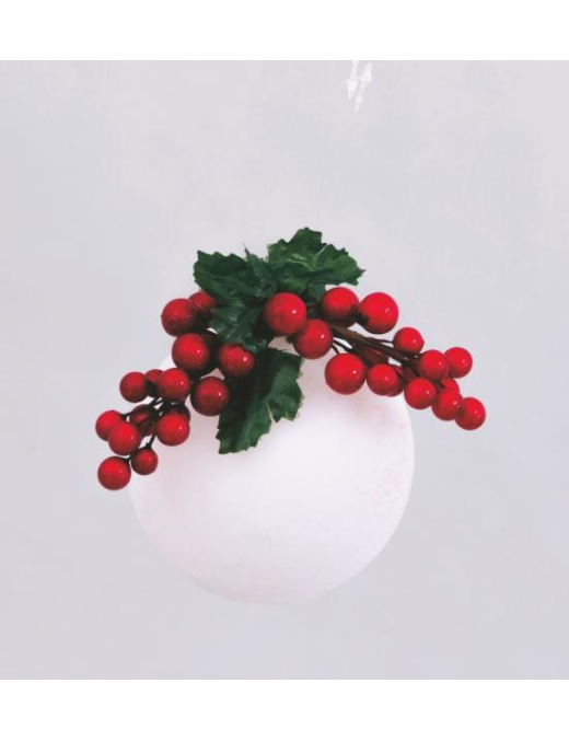 SFERA VELLUTO BIANCO  CON BACCHE 100mm