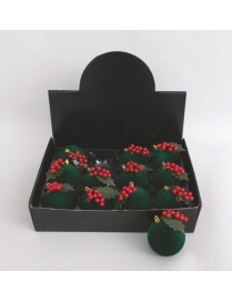 Green Velvet Ball with Berries 80mm